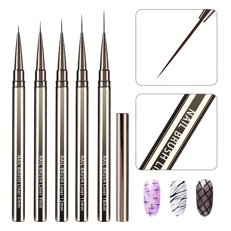 Metallic Paint Set - 5 pezzi pennelli per nail art