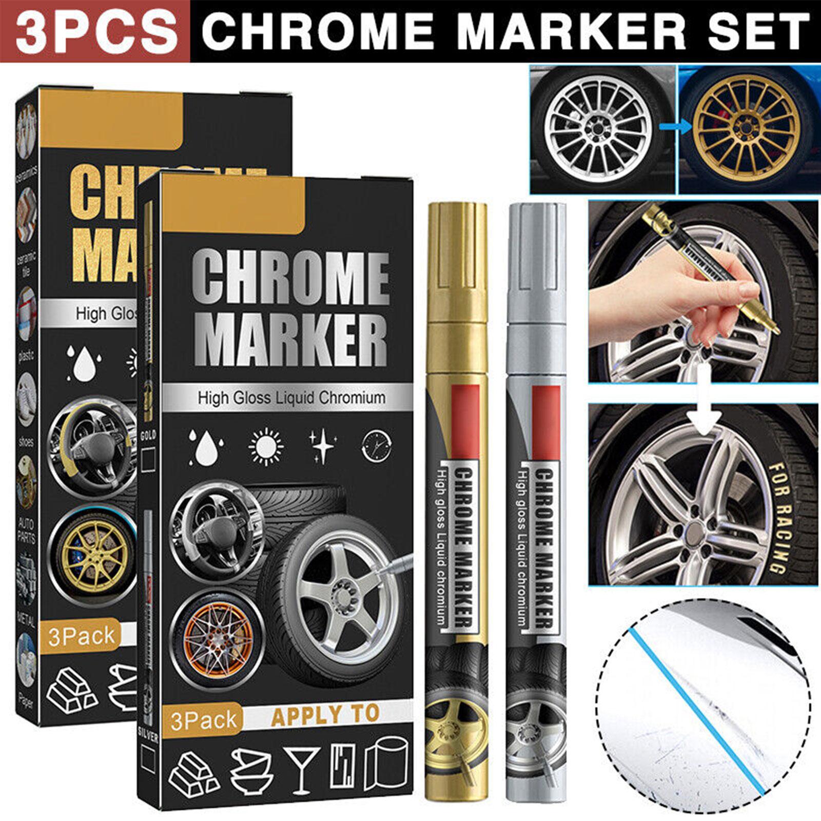 Metallic Paint Set - 3 Pz/set Pennarello Cromato Auto FAI