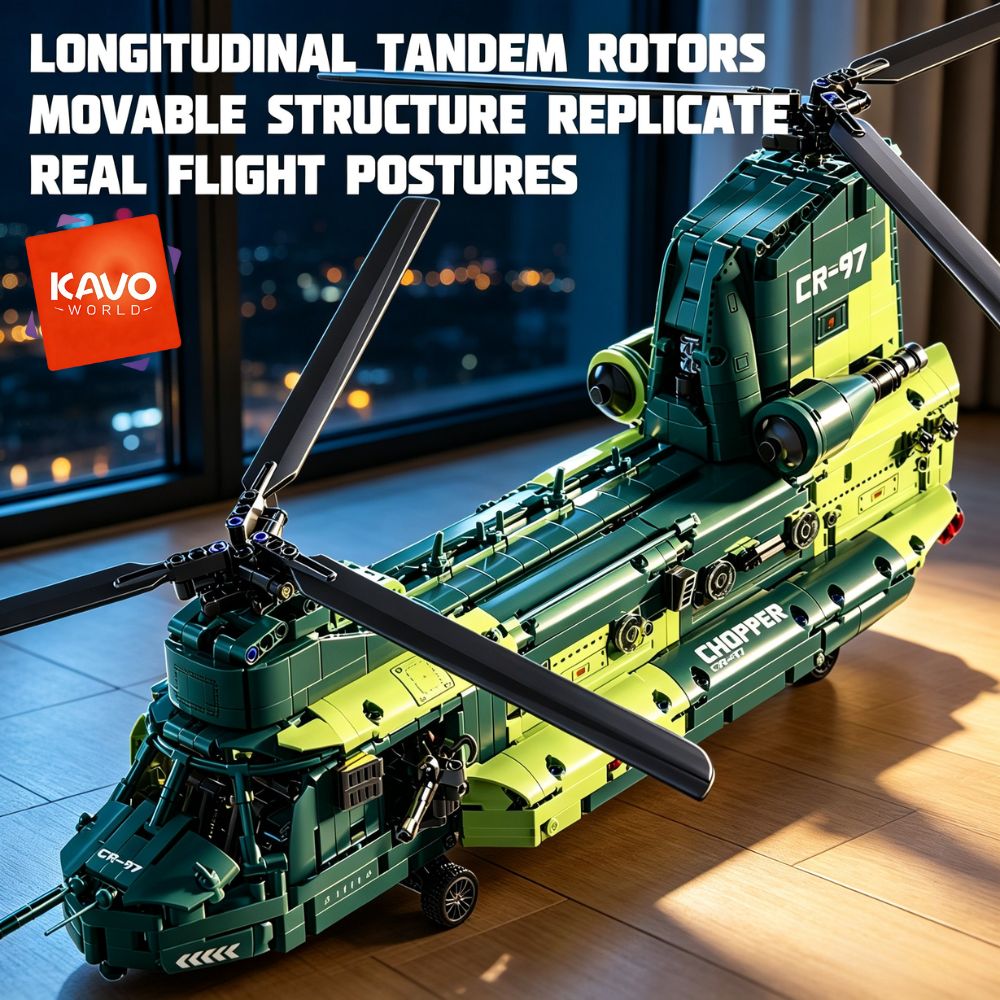 Model Kit Levels - KAVOWORLD 1826 pezzi Elicottero da Trasporto